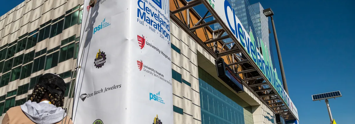 Cleveland Marathon sponsorship signage and brand integration
