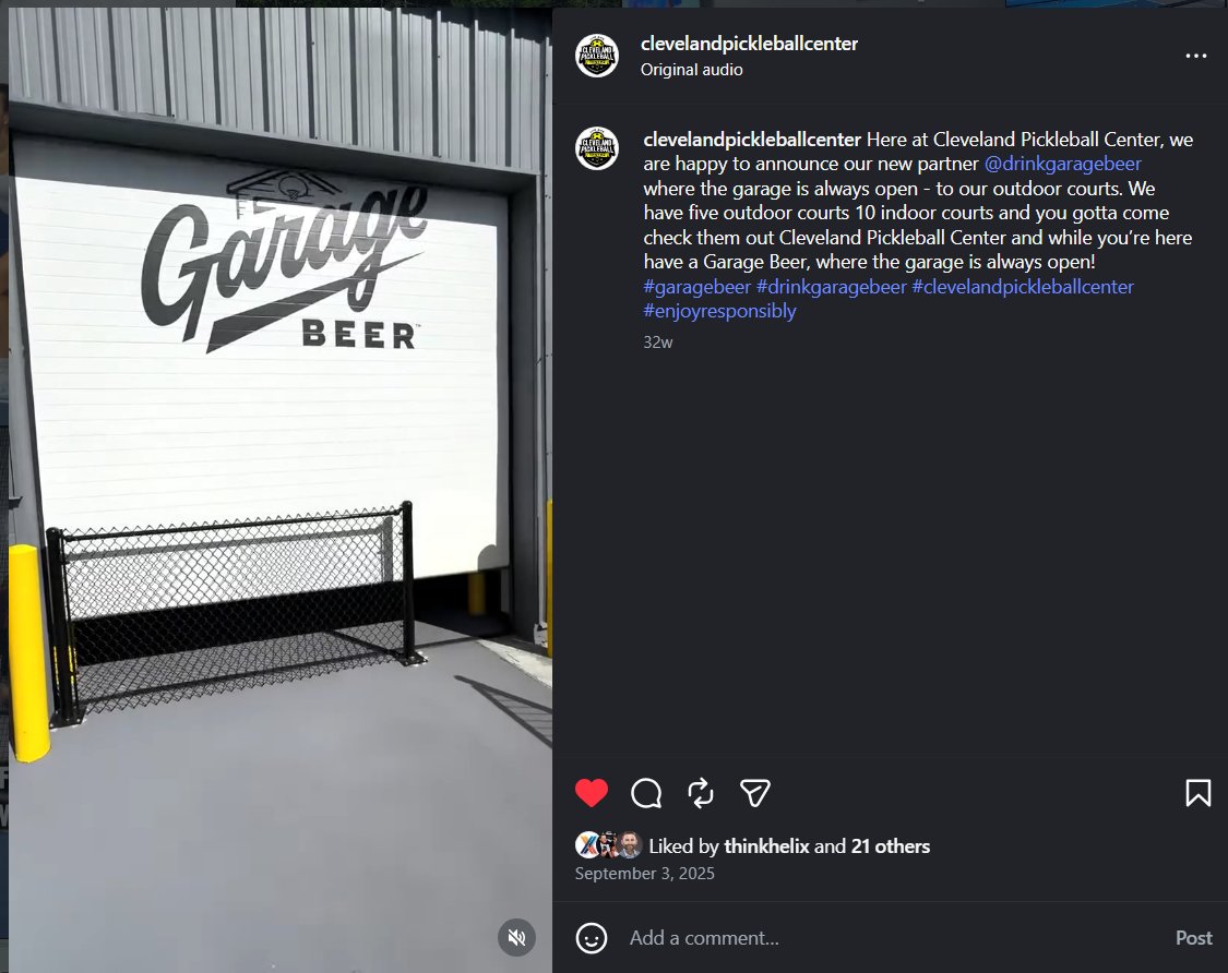 Garage Beer co-branded activation at Cleveland Pickleball Center